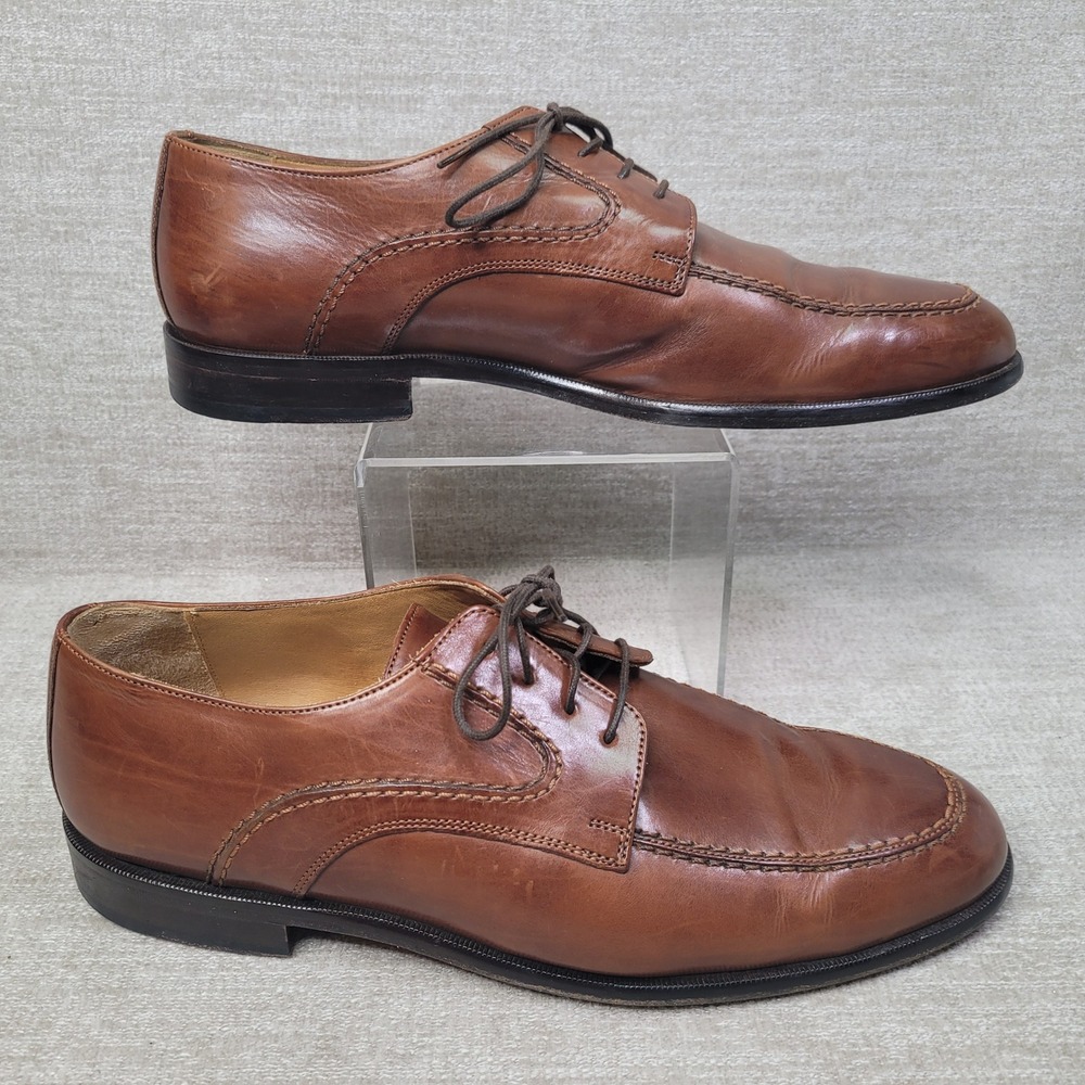 Johnston & Murphy Mens Tan Leather Moc Toe Derby‎ Dress Shoes 10.5 M 15-0160